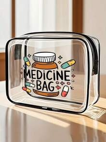 新款透明洗漱包 - 旅行必备,便携式拉链旅行洗漱包,透明PVC材质,防水收纳袋,透明收纳袋,带数据线和USB接口收纳袋,可存放药品、医疗包等。药袋、药盒、药盒、药瓶、药罐、医院包、急救包、药品收纳袋、药品整理袋、旅行必备旅行包、度假必备 - 彩色 - 查看 5