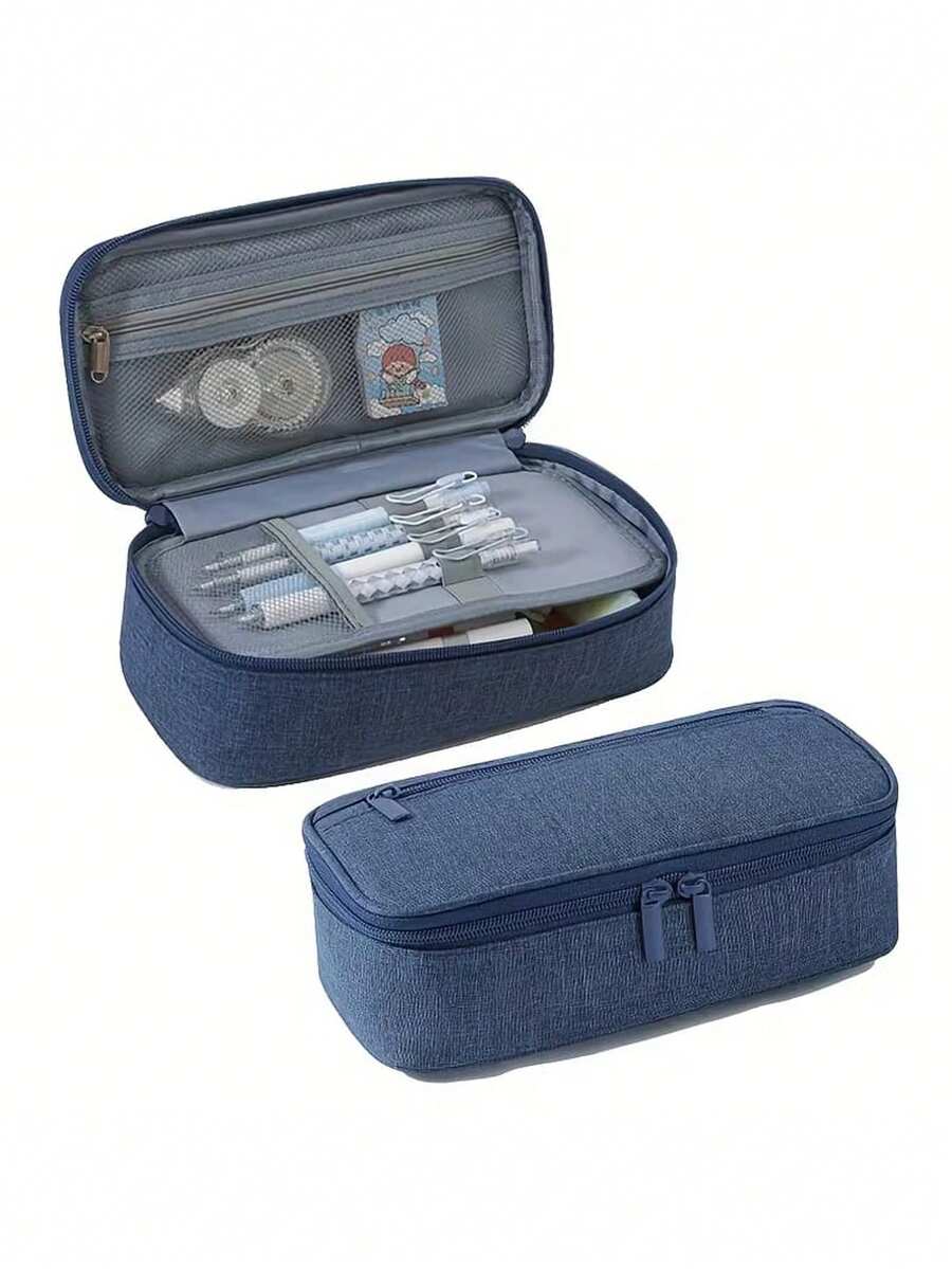 Hộp đựng bút dung lượng lớn, túi đựng bút gấp gọn có ngăn khóa kéo và tay cầm, hộp đựng bút thẩm mỹ dành cho người lớn, túi đựng bút văn phòng. - Nhiều màu - Xem 1