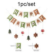 Kids Boys Girls Daisy Floral Green White Flower Leaf Cake Birthday Party Backdrop Wall Hanging Banner - Multicolor - View 5