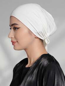 1pc/2pcs/3pcs Women's Elastic Tie-Back Solid Color Basic Hijab Caps, Modal Hijab Caps, Adjustable Jersey Wraps,Suitable Hijabi - Multicolor - View 16