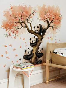 1pc/3pcs Removable PVC Wall Stickers, Cartoon Cat, Giraffe, Panda Climbing Tree, Decor For Kids Room, Nursery, Suitable For Bedroom, Living Room, Study, Dining Room, Bathroom, Home Wall Decoration - Multicolor - View 4