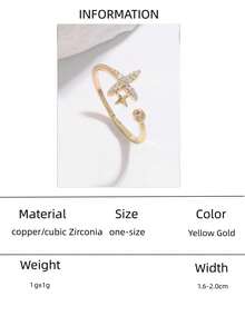 1pc Twinkle Boho Ring Set Gold Crystal Joint Knuckle Finger Rings Stackable Moon Star Heart Flower Ring For Women And Girls, Daily Wear, Mom Gift - Yellow Gold - View 13