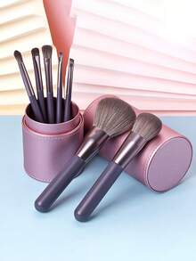 7pcs Professional Makeup Brush Set Includes: Brush Holder, Foundation Brush, Blush Brush, Eyeshadow Brush, Mascara Brush, Eyebrow Brush, Lip Brush, Highlighter Brush, Contour Brush, Powder Brush, Makeup Tools, Makeup Brush Set, Women/Girls Travel Makeup Brush Set, Makeup Brush Set, Makeup Brush Set, Complete Makeup Brush Set, Makeup Brush Set, Full Makeup Set, Makeup Brush Set, Makeup Brush Set, Makeup Gift Set,Giveaways,Professional Makeup Brushes,Complete Makeup Set - Mauve Purple - View 2