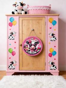 La corona del Día de San Valentín con el logo "Te amaré hasta que las vacas vuelvan a casa", decorada con una corona circular de madera, diseño de estilo romántico, decoración colgante de estilo rural y granja para el Día de San Valentín, adecuada para la familia, terraza, sala de estar, dormitorio, es un regalo romántico para novias y novios - Multicolor - Ver 2