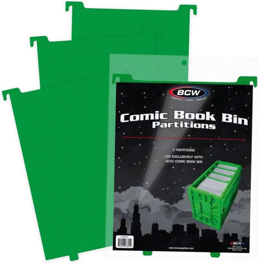 BCW Comic Bin Partitions, Black, 3 Pack, Exclusive Organizer For Short And Long Comic Book Bins | Notched Tabbed, And Structurally Supportive Dividers - ColorC - 查看 1