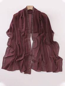 1件穆斯林女士头巾，水钻雪纺头巾围巾，串珠围巾披肩，沙滩罩衫，薄纱头巾，长围巾，防晒披肩，头巾，日常、旅行、办公、婚礼礼物 - 圍巾 - 查看 15