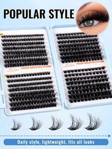 640/570/480/300pcs D-Curl Eyelash Extensions, High Capacity DIY Eyelash Extension Kit, Suitable For Beginners, Long-Lasting And Durable, Single Lashes, Mixed Styles, DIY Eyelash Clusters, Easy To Create Charming Eyes At Home, Essential Makeup, Large Capacity Eyelash Set, Suitable For Travel, Daily Wear (Suitable For Beginners), Weddings, Dates, Parties, Holidays, Also Suitable As Christmas/Halloween/Gift Eyelash Set. - D - 查看 2