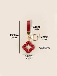 1pc Rhinestone Clover Keychain, Bag Charm Mini Fashionable Backpack Pendant Accessory, Suitable For Backpack Decoration