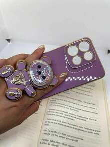 Phone Case Compatible With Moto G75 5G, Teddy Bear Design. - Purple - View 2