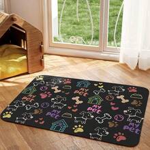 1件装宠物爪印喂食垫，猫狗宠物食品碗垫，宠物餐垫，狗笼垫，宠物四季垫，适用于宠物笼 - 彩色 - 查看 4