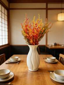 家居鲜花仿真植物花瓶套装，水培花卉艺术花瓶，仿陶瓷花瓶，装饰塑料白色纹理花瓶，灰白双色花瓶，波纹花瓶，优雅漩涡设计，完美适用于水培花瓶、客厅咖啡桌装饰花瓶、桌面摆件、现代花瓶 - 彩色 - 查看 2