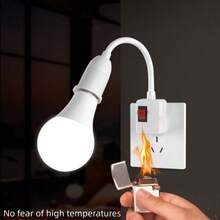 1pc 360° Rotatable Universal Lamp Holder, E27 Screw Socket With Switch, Mini Night Light & Fan Dedicated Lamp Holder, Bedroom Wall Lamp - US A Type Plug(220-240V) - View 4