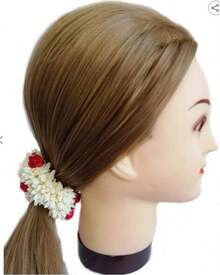 Traditional Hair Accessories – White Gajra With! Artificial Flower Jewellery Women, Party Wear, Bridal, Mehndi, And Hair Bun Stylingvalentine's Day QIVR - 1 - 查看 3