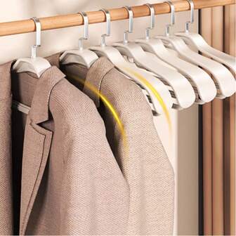 5pcs High-Quality Plastic Anti Slip Hangers, Multifunctional Wardrobe Organizing Hangers, Wide Shoulder Design To Protect Clothes From Deformation, Rotatable Hooks, Suitable For Bedroom Storage, Wardrobe Storage, Dormitory Storage, Suitable For Suits, Coats, Jackets, Down Jackets, And Essential Household Storage Items