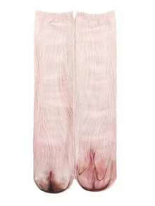 3D Animal Paw Print Mid-Calf Socks, Funny Creative Cartoon Animal Hoof Print Socks - Multicolor - View 10