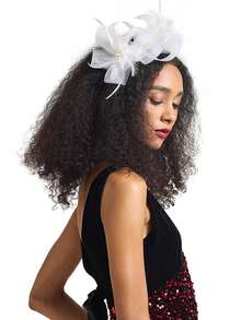 1pc Fascinators Hat Mesh Ribbons Feathers On A Headband And A Clip Tea Party Headwear For Girls And Women,Holiday,Festival - Multicolor - View 6