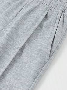 1 chiếc quần short nỉ ống đứng thoải mái thường ngày cho bé trai - Màu Xám nhạt - Xem 5