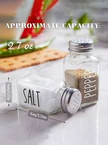 2.7oz Dopeca Glass Salt And Pepper Shaker Set, Transparent Salt Jar With Stainless Steel Lid, Salt And Pepper Shaker Set For Kitchen Or Dining, Easy To Refill - Multicolor - View 7