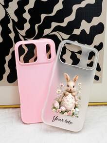 1 Personalized Easter Bunny Pattern Custom Name Anti Fall Pink Phone Case Can Hold Photos Compatible With IPhone 17/17 Pro/17 Pro Max/Air/16/15/14/13/12/11 And Other Models, Suitable As A Holiday Gift For Friends - Pink - View 7
