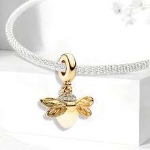 1 mặt dây chuyền hình đom đóm bằng bạc sterling 925 sáng bóng, thích hợp để làm vòng tay, lắc tay, trang sức DIY và trang phục hàng ngày cho nữ, một phụ kiện lý tưởng cho các cô gái. - Đom đóm lấp lánh - Xem 8