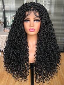 Synthetic 26inch Bohemian Braided Wigs Boho Box Braid Wigs For Women Twisted Braids Full Lace Braided Wigs With Baby Hair - Multicolor - View 2