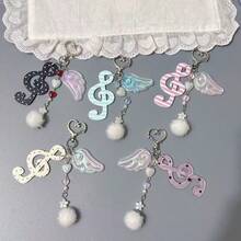 1 chiếc móc khóa nữ kiểu Hàn Quốc cổ điển mới, chấm bi, sọc, hình nốt nhạc, dây acrylic, mặt dây chuyền hình bướm lấp lánh, phụ kiện móc khóa túi xách dự tiệc dễ thương, sáng tạo theo phong cách vintage. - Nhiều màu - Xem 1