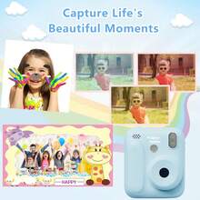 儿童即时打印相机，即时拍照，益智学习玩具，便携相机玩具，带视频和音频的自拍数码相机，适合3-12岁儿童的绝佳生日和节日礼物 - 彩色 - 查看 9