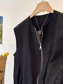Giacca estiva casual in stile coreano da donna Vera Lane, bianca, in tessuto ad alta elasticità e traspirante, senza maniche, adatta per spiaggia, vacanza, festa, palestra, attività all'aperto, elegante e sportiva - nero - Visualizzare 6