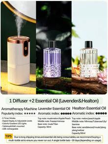 1pc 50ml Luxury Lavender Bathroom Aroma Diffuser USB Rechargeable 5 Timing Spray Modes Wall-Mounted & Desktop Design For Hotel Aromatherapy Machine Home Air Freshener Car Air Freshener Bedroom Essential Oil Diffuser - White Gold Plating - View 10