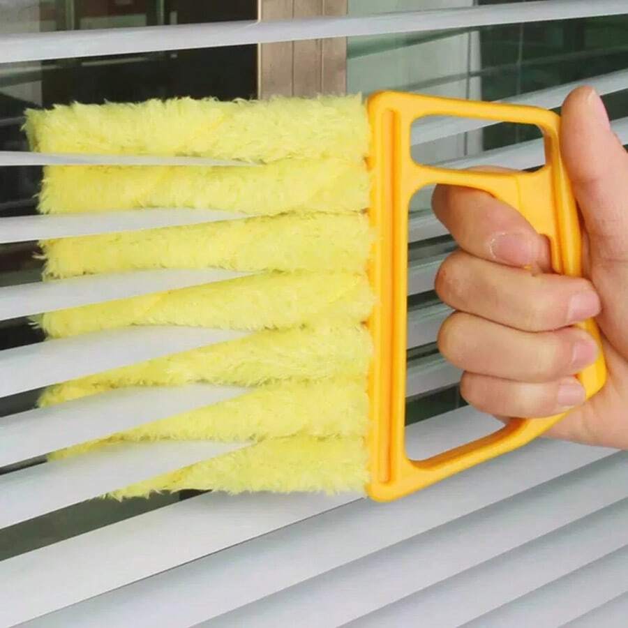 1PC 7-Tooth Blinds Cleaning Brush, Blinds Cleaner Window, Detachable Washable Dust Collector Microfiber Cleaning Cloth, Suitable For Blinds Air Conditioner Awning Siding Car Fan - 黃色 - 查看 1