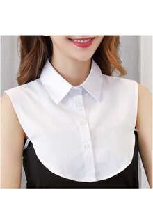 一件百搭纯色翻领衬衫，领口装饰可拆卸，适合内搭毛衣，均码，适合体重180磅以下的大多数人穿着，男女皆宜。 - 彩色 - 查看 1