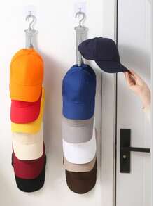 Hat Storage Gadget Saves Space At Home; Wall-Mounted Baseball Cap Clip For Student Dormitory Closet Door; Vertical Multi-Clip Hat Storage Gadget; Baseball And Cap Hook For Dormitory Closet Hat Hanger. - Multicolor - View 2
