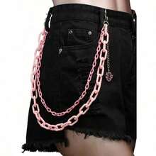 ROMWE Kawaii 1pc Sweet And Cool Dual-Layered Pink Acrylic Strawberry-Shaped Ladies' Pants Chain School Valentines - Pink - View 1