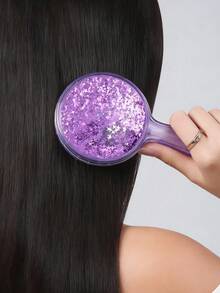 Urban Decay Circular Glitter Massage Comb, Purple Transparent Air Cushion Hair Brush With Star Glitter, Easy To Detangle Hair And Care For Scalp - Purple - View 4