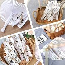 White Paper Folding Fan, Round Shaped, Wedding Ceremony Supplies - White - View 6