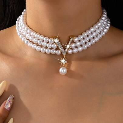 Elegant Summer Luxury Faux Pearl High-End Women Jewelry Necklace