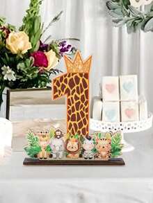 1pc Jungle Animal Style Wooden Decorative Item, Birthday Gift, Party Favor, Jungle Animal Leopard Print 1st Birthday Party Creative Home Decor Wooden Decoration, Baby Shower Party Decor, Wooden Craft Decoration - Animal Leopard Print - View 12