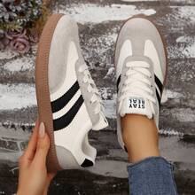 Zapatillas casuales para mujer, con cordones, de moda, cómodas y versátiles, para otoño/invierno - Beis - Ver 14