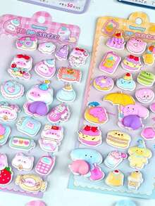 1pc High Quality 3D Soft Squeeze Cartoon Sticker Set, Made Of PP Material, Suitable For DIY Art, Scrapbooking And Crafts, Stress Relief, Decorating Phone Cases, Notebooks, Cute Handmade Supplies - Multicolor - View 7