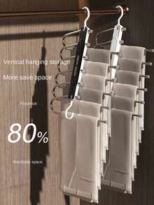 1pc Black/White Foldable Multi-Layer Scarf, Tie, Pants Organizer Rack - Multicolor - View 6