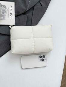 1pc This Stylish Solid-Color, Minimalist Diamond-Patterned Clutch Bag Features A Nylon Zipper Closure. Its Unique Design Makes It A Versatile And Chic Everyday Storage Bag, Available In Multiple Colors. A Must-Have Fashion Item And A Perfect Gift For Friends. - Solid Color Storage Bag - View 8