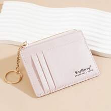 Baellerry 1 chiếc ví đựng thẻ siêu mỏng nhiều ngăn đựng thẻ + túi đựng tiền xu có khóa kéo kèm móc khóa, ví đựng tiền xu di động cho nữ, ví mini, ví nhỏ, ví có móc khóa, ví đựng chìa khóa dễ thương, phong cách Fairycore - Hồng - Xem 7