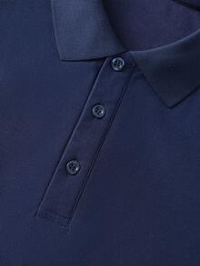 GRDR Men's Solid Color Polo Shirt, Casual Versatile Commuting Short Sleeve - Navy Blue - View 7