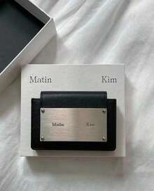 韓国マティンキムカードホルダーデザイナーブランドメタルレタークラシックシンプル実用小銭入れ - 黒いスタンプ - チェックする 5
