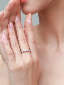 1pc 925 Sterling Silver Elegant Water Drop Shape Zirconia Rings For Women Wedding Engagement Jewelry Gift - Silver - View 2