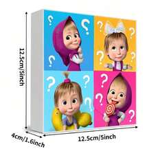 Decorative Wooden Box With Four Color Quadrants Featuring Masha From '' - Purple Hooded Cloak, White Bow, Pink Hair Tie & Red-White Lollipop Characters, Surrounded By Question Marks On Blue, Yellow, Blue, Pink Backgrounds - White - View 5