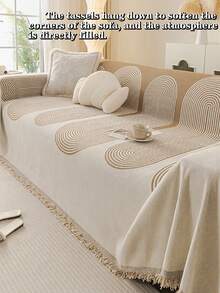 1 tấm bọc ghế sofa kẻ sọc, chống trầy xước và có thể giặt được, dùng để trang trí phòng ngủ, văn phòng, phòng khách, phù hợp mọi mùa, có tua rua trang trí, vừa với ghế sofa 1 chỗ, 2 chỗ, 3 chỗ. - Nhiều màu - Xem 7