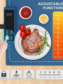 Electric Food Warming Tray - Portable Roll Hot Plate ,Adjustable Silicone Heating Pad With 6 Temperature Settings And 5 Timing Options,Buffets Party Gatherings Kitchen Warmer Countertop Holiday - US A Type Plug(110-127V) - View 2
