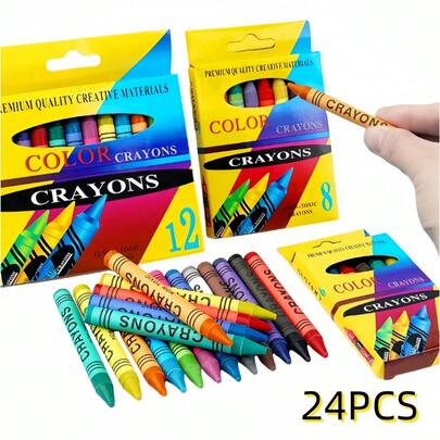 6/8/12/24pcs Colored Crayons And Oil Paints, Children's Art Supplies, Kindergarten Supplies, School Supplies For Back-To-School, Items To Improve Thinking Skills, Christmas Gifts