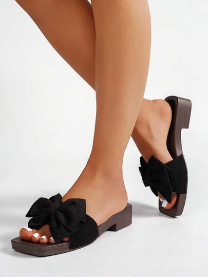 Sandali da donna con tacco alto comodi con fiocco, nuove ciabatte di moda per primavera/estate